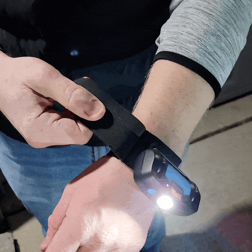 GIF of Wrist Light being tightened on someone's wrist.