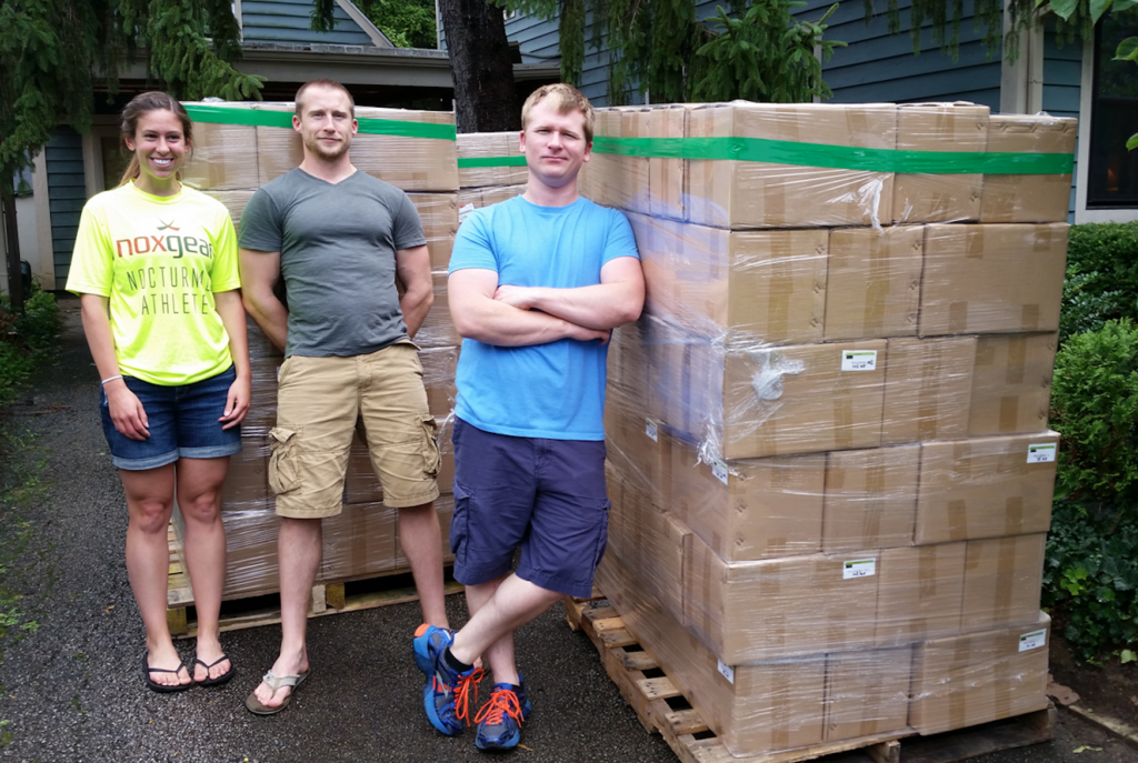 Sarah, Simon, and Tom shipping out hundreds of Noxgear products